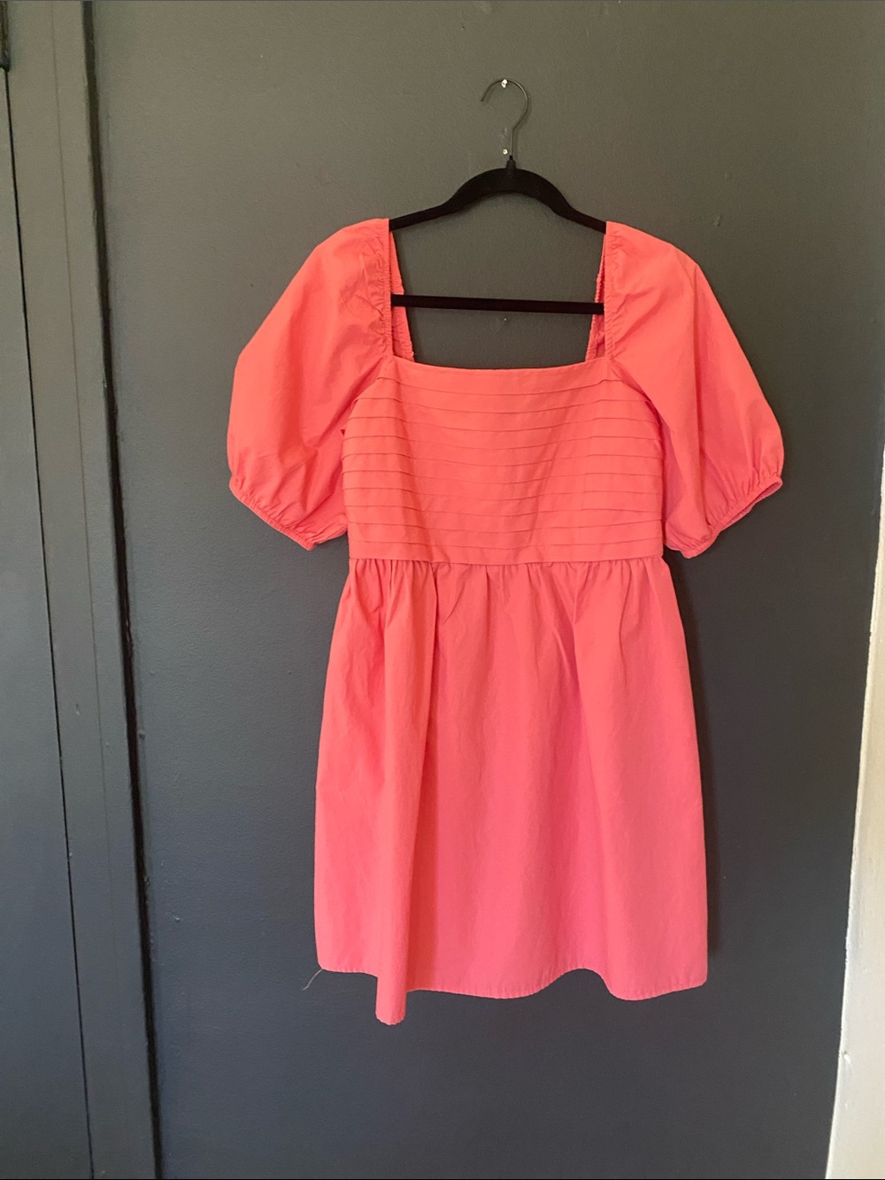 Beyond Words Pink Square Neck Puff Sleeve Cotton Blend Dress